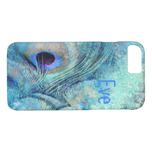 Pfauenfedermarmor aquamarin blau elegant Case-Mate iPhone hülle (Rückseite (Horizontal))