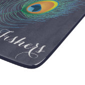 Pfauenfedermonogramm Schneidebrett (Ecke)