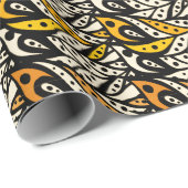 Pfauenfedermuster aus schwarz und gold geschenkpapier (Rolleneckpunkt)