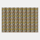 Pfauenfedermuster aus schwarz und gold geschenkpapier set (Vorderseite 2)