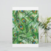 Pfauenfedermuster Briefpapier (Stehend Vorderseite)