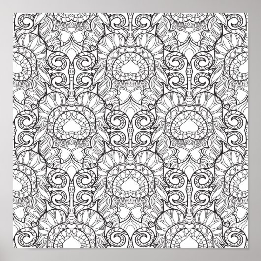 Pfauenfedermuster Doodle 2 Poster (Vorne)