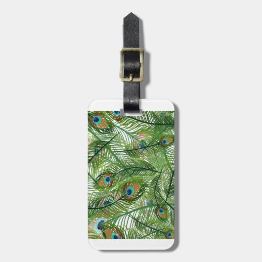 Pfauenfedermuster Gepäckanhänger (Vorderseite vertikal)