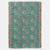 Pfauenfedermuster Glitzer aquamarin goldgelb Decke (Vorderseite Vertikal)