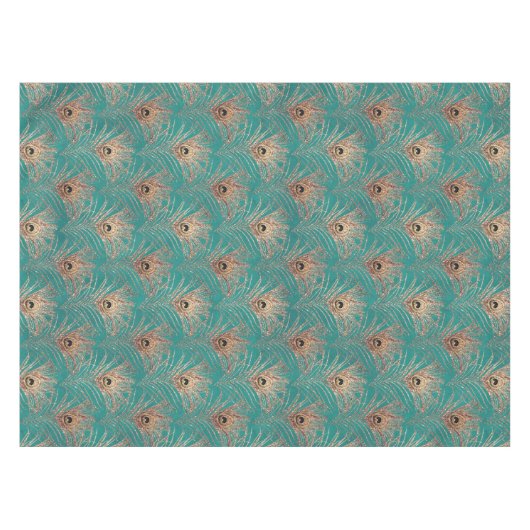 Pfauenfedermuster Glitzer aquamarin goldgelb Tischdecke (Vorderseite (Horizontal))