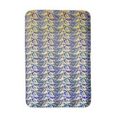 Pfauenfedermuster in Blau und Gold Badematte (Vorderseite Vertikal)