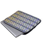 Pfauenfedermuster in Blau und Gold Laptopschutzhülle (Vorne Knopf)