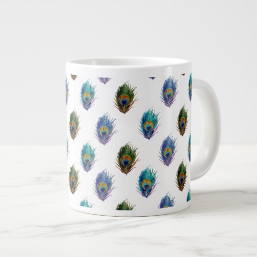 Pfauenfedermuster Jumbo-Tasse (Vorderseite Rechts)