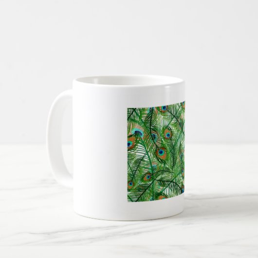Pfauenfedermuster Kaffeetasse (Vorderseite Links)