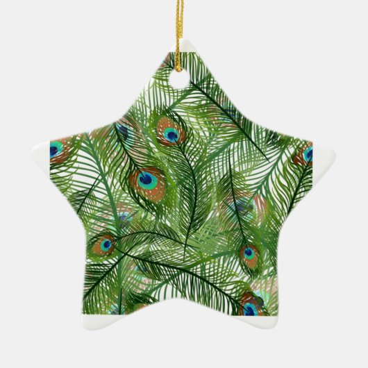 Pfauenfedermuster Keramik Ornament (Vorne)