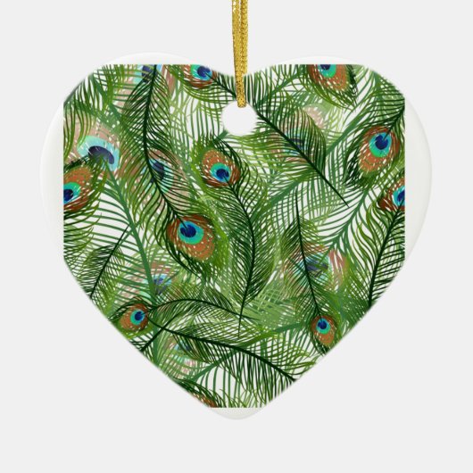 Pfauenfedermuster Keramik Ornament (Vorne)