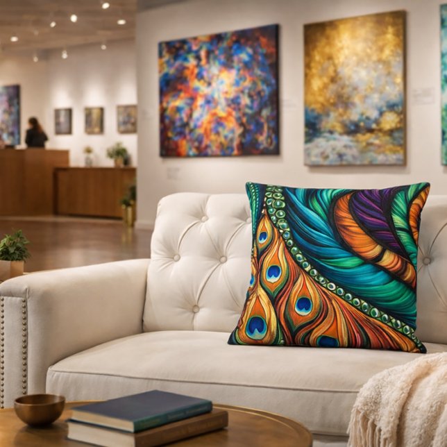 Pfauenfedermuster Kissen (Von Creator hochgeladen)