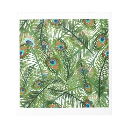 Pfauenfedermuster Notizblock (Vorderseite)