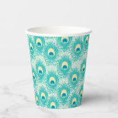 Pfauenfedermuster Pappbecher (Vorderseite)