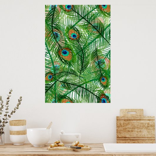 Pfauenfedermuster Poster (Küche)