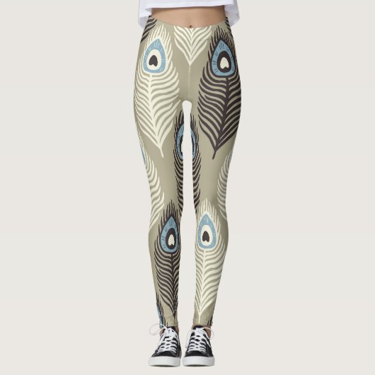 Pfauenfedermuster, Vintager Stil. Leggings (Vorderseite)