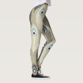 Pfauenfedermuster, Vintager Stil. Leggings (Rechts)
