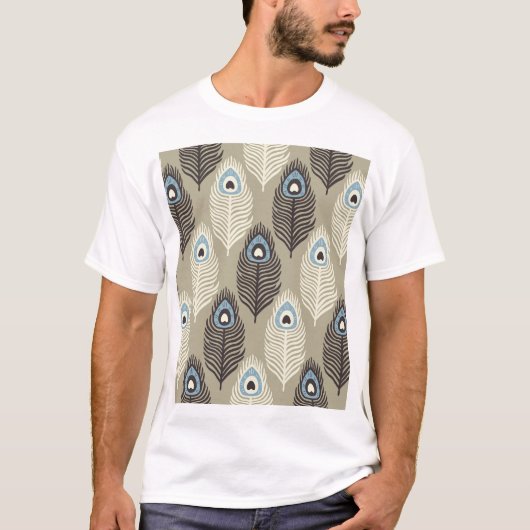 Pfauenfedermuster, Vintager Stil. T-Shirt (Vorderseite)