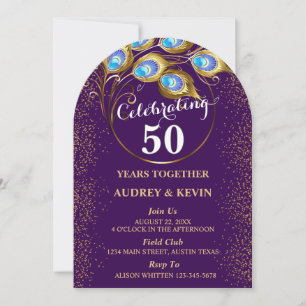 Pfauenfedern 50. Hochzeitstag Einladung