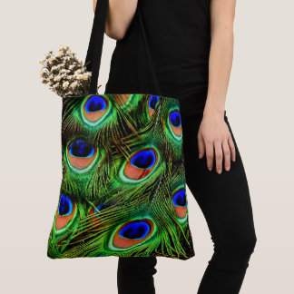Pfauenfedern 7A-B All-Over-Print-Totbeutel Tasche
