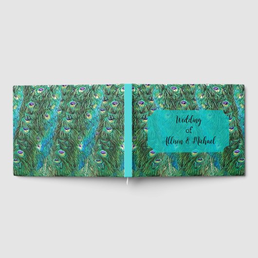 Pfauenfedern, abstrakt - modern gästebuch (Voll)