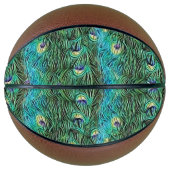Pfauenfedern, abstrakt - Muster in Acryl Basketball (Vorderseite)