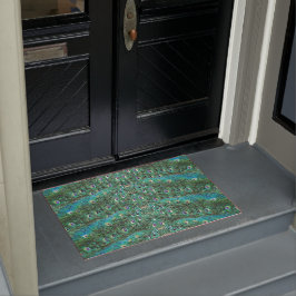 Pfauenfedern, abstrakt - Muster in Acryl Fußmatte