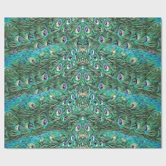 Pfauenfedern, abstrakt - Muster in Acryl Geschenkpapier (Flach)