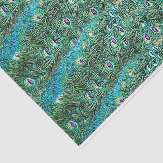 Pfauenfedern, abstrakt - Muster in Acryl Seidenpapier (Ausschnitt)