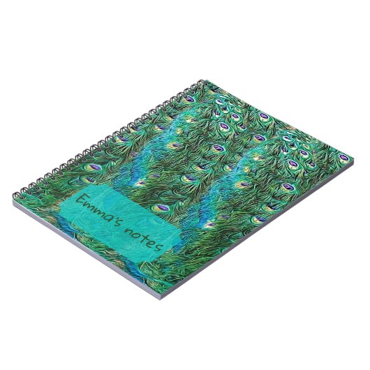 Pfauenfedern, abstrakt - Muster in Acrylglas Notizblock (Linke Seite)
