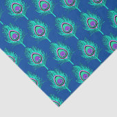 PfauenFedern, Aqua on Deep Cobalt Blue Seidenpapier (Ausschnitt)