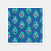 PfauenFedern, Aqua on Deep Cobalt Blue Serviette (Vorderseite)