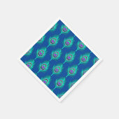 PfauenFedern, Aqua on Deep Cobalt Blue Serviette (Ecke)