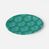Pfauenfedern, Aqua on Turquoise / Peacock Pappteller (Schrägansicht)