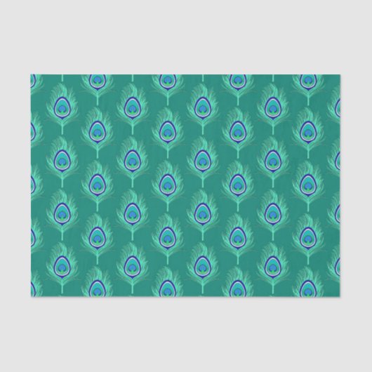 Pfauenfedern, Aqua on Turquoise / Peacock Seidenpapier (Vorderseite)