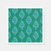 Pfauenfedern, Aqua on Turquoise / Peacock Serviette (Vorderseite)