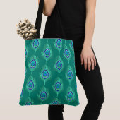 Pfauenfedern, Aqua on Turquoise / Peacock Tasche (Von Nahem)