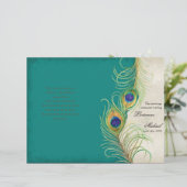 PfauenFedern - Aquamarines Hochzeitsprogramm (Stehend Vorderseite)