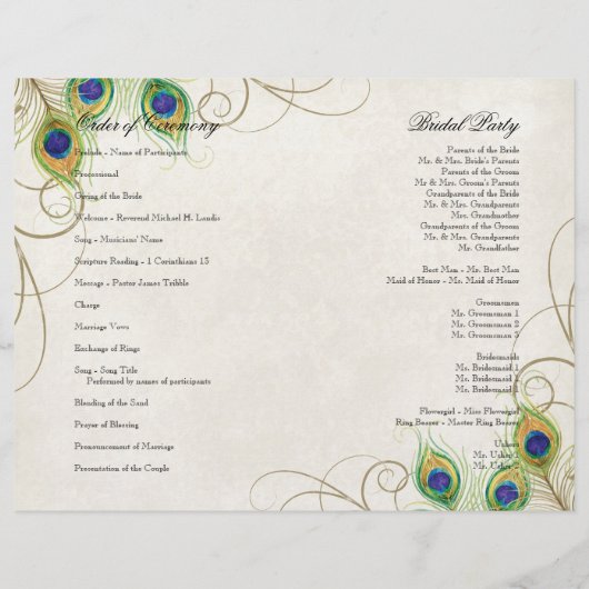 PfauenFedern - Aquamarines Hochzeitsprogramm (Rückseite)