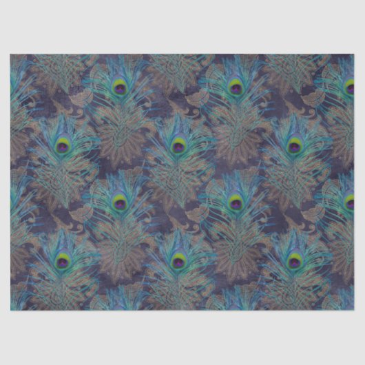 PfauenFedern auf Lila Entdeckungspapier Seidenpapier (Vorderseite)