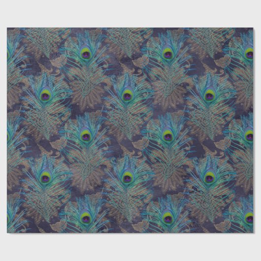 Pfauenfedern auf Lila Geschenkpapier (Flach)