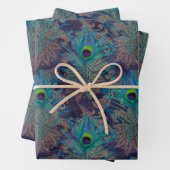 Pfauenfedern auf Lila Geschenkpapier Set (Beispiel)