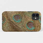 Pfauenfedern aus Gold-Glitzer Case-Mate iPhone Hülle (Rückseite (Horizontal))
