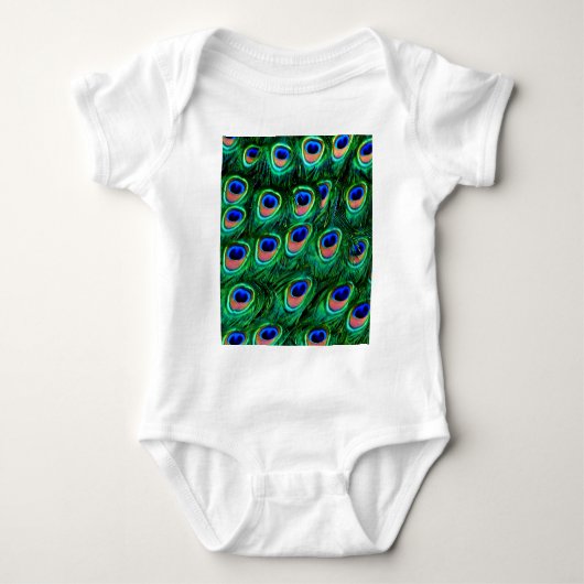Pfauenfedern_ Baby Strampler (Vorderseite)