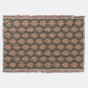 PfauenFedern, Beige auf dunklem Schokoladenbraun Decke