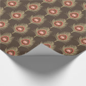 PfauenFedern, Beige auf dunklem Schokoladenbraun Geschenkpapier (Ecke)