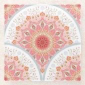 PfauenFedern, Blumenrundschmuck. Glasuntersetzer (Vorderseite)