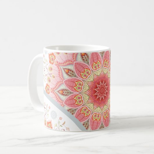 PfauenFedern, Blumenrundschmuck. Kaffeetasse (Vorderseite Links)