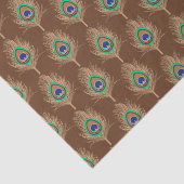 Pfauenfedern, Camel Tan auf Schokoladenbraun Seidenpapier (Ausschnitt)