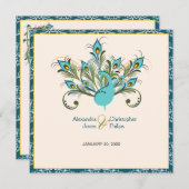 Pfauenfedern Damaskus Hochzeit Einladung (Vorne/Hinten)